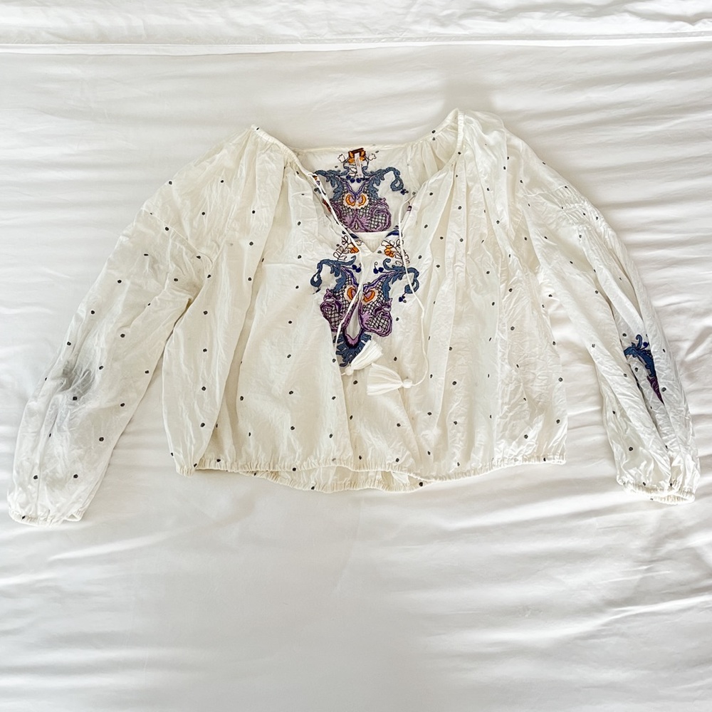 Free People Embroidered Blouse